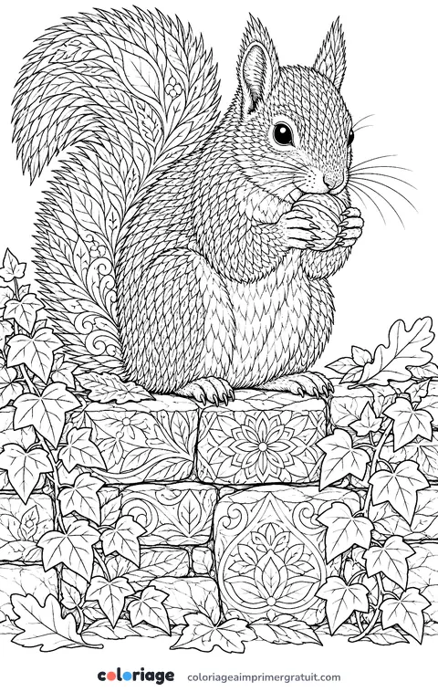 Coloriage écureuil gris