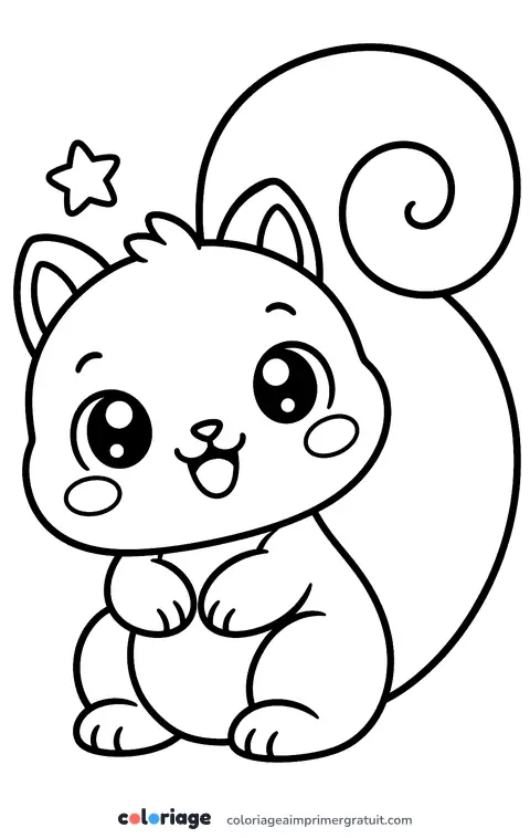Coloriage écureuil kawaii