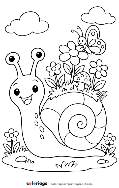 Coloriage coquille jardin