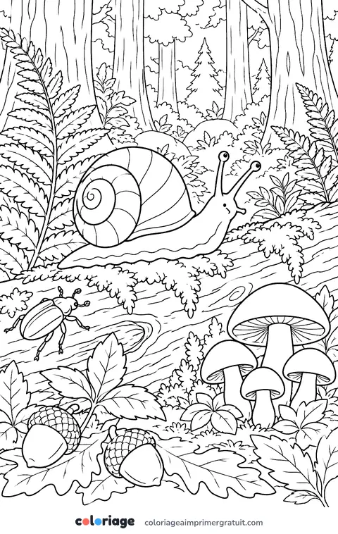 Coloriage sous-bois moussu