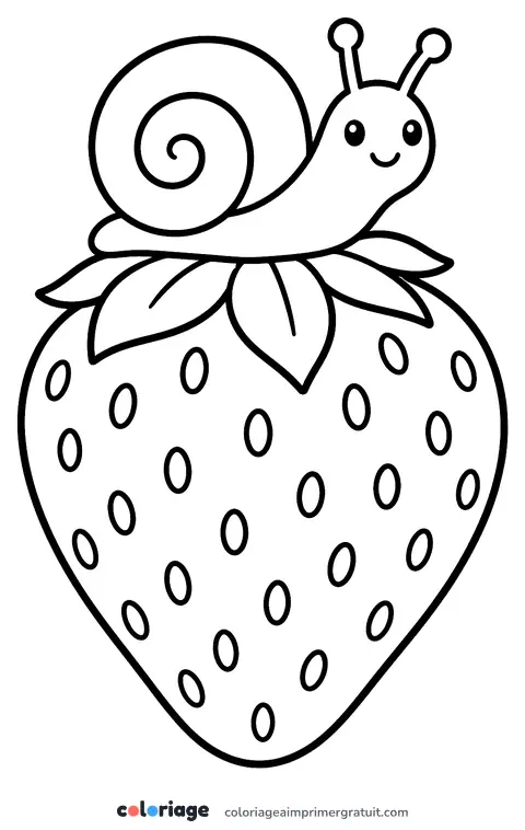 Coloriage escargot sur une fraise