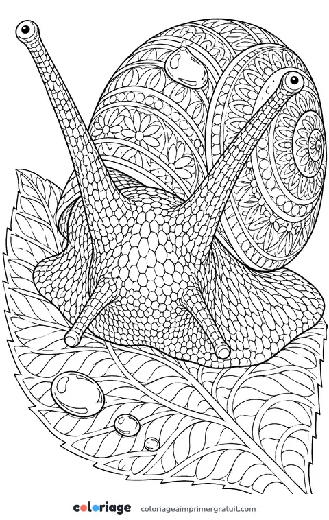 Coloriage gros plan d’escargot