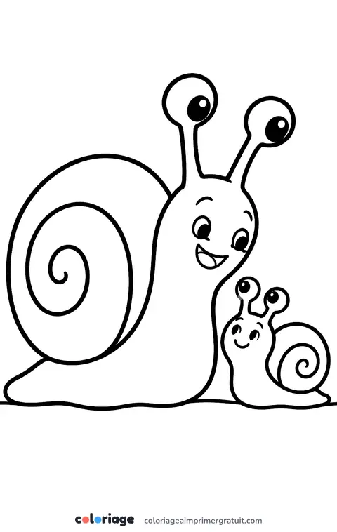 Coloriage maman et bébé escargot