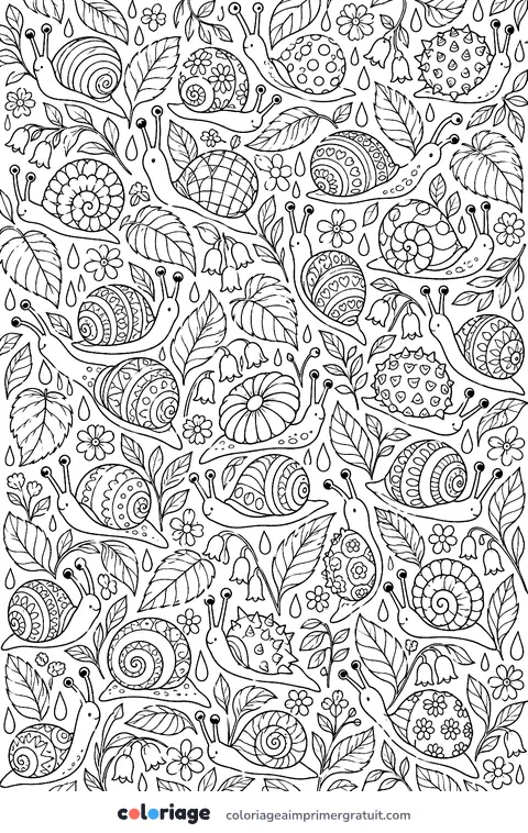 Coloriage motif d’escargots