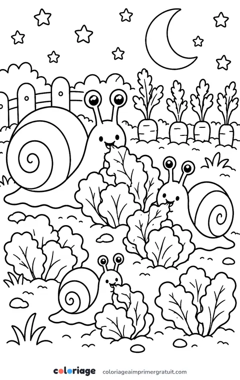Coloriage potager au clair de lune