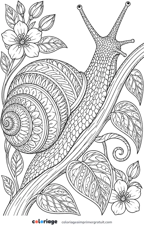 Coloriage escargot réaliste
