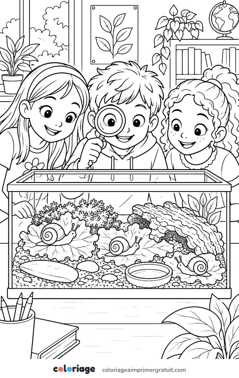 Coloriage terrarium de la classe