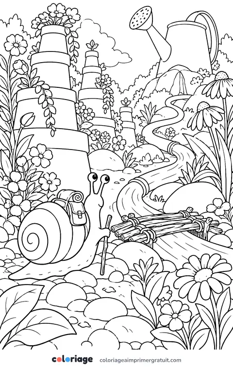 Coloriage escargot voyageur