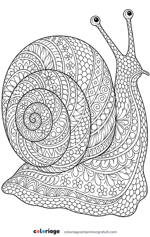 Coloriage escargot zentangle