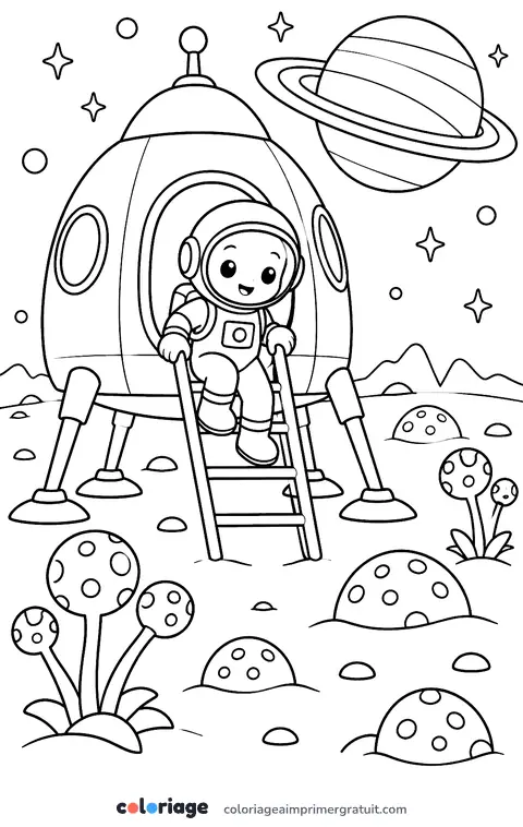 Coloriage atterrissage sur une planète inconnue