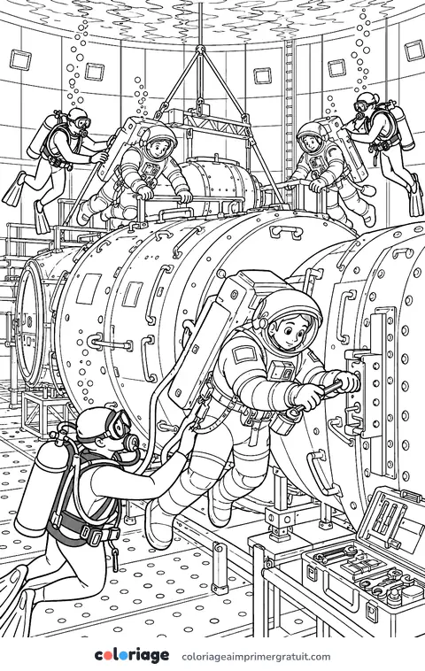 Coloriage entraînement en piscine