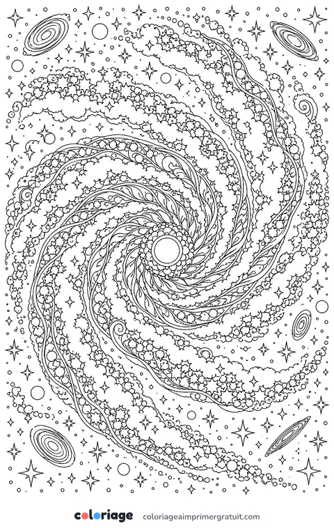 Coloriage galaxie spirale