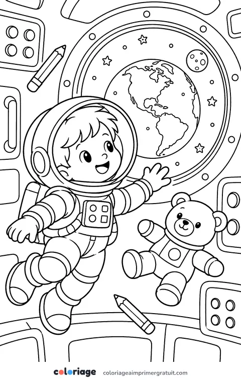Coloriage vue par le hublot