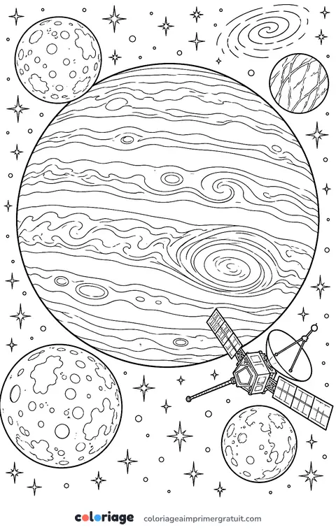 Coloriage jupiter et ses lunes