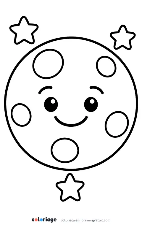 Coloriage pleine lune et ses cratères