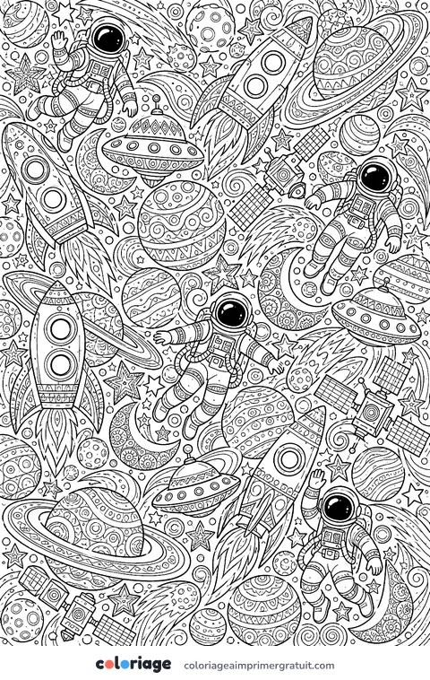 Coloriage motif de l’espace