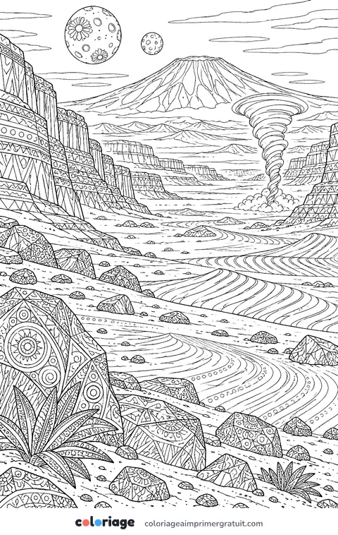 Coloriage paysage martien
