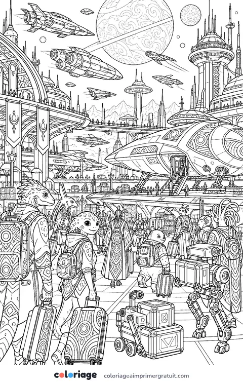 Coloriage port spatial