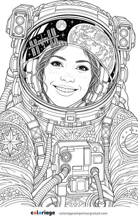 Coloriage portrait d’astronaute