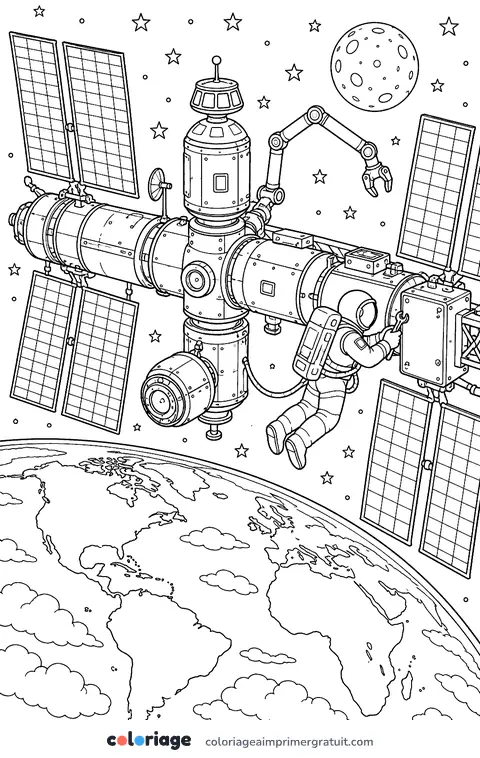Coloriage station spatiale