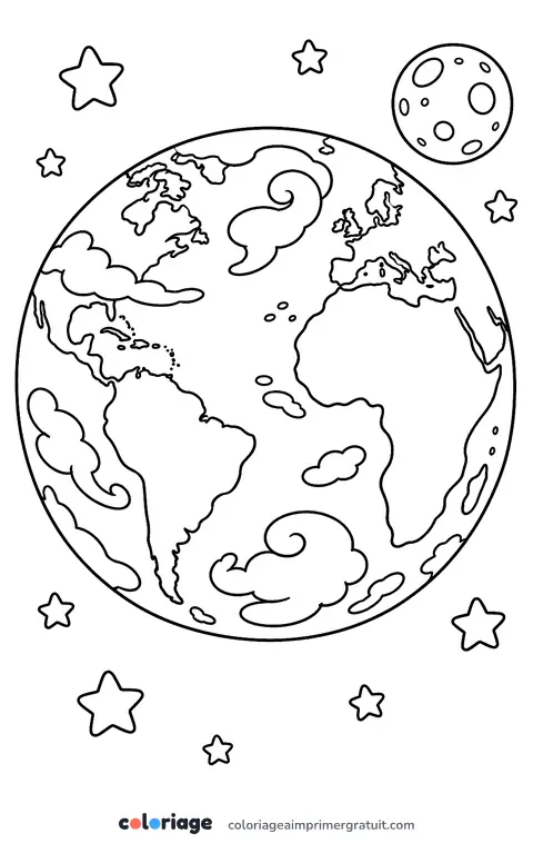 Coloriage la Terre vue de l’espace