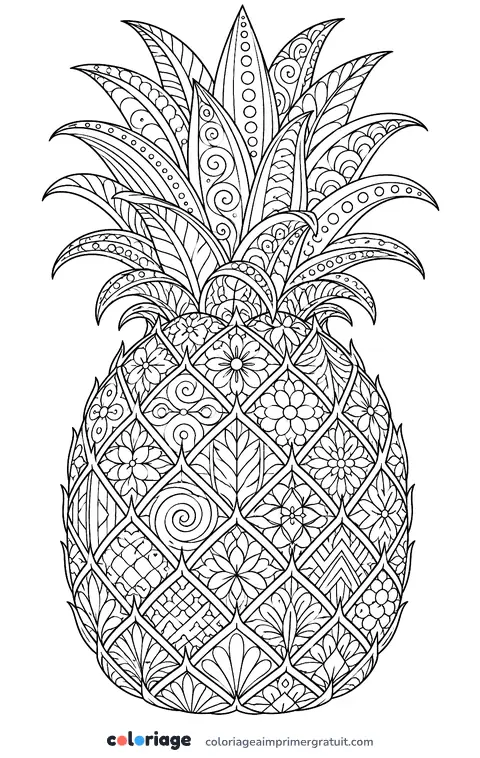 Coloriage ananas zentangle
