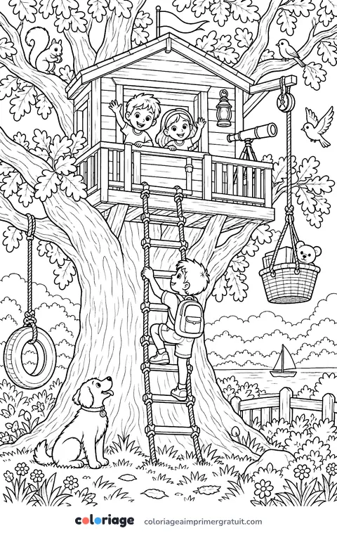 Coloriage cabane dans l’arbre