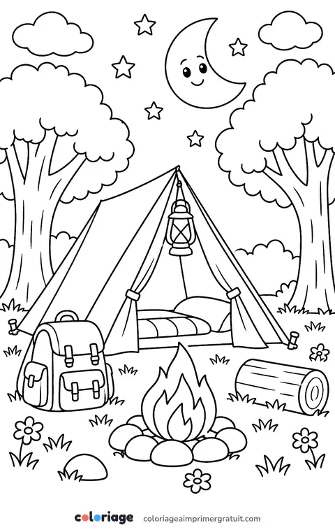 Coloriage tente de camping