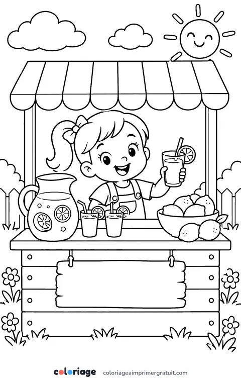 Coloriage stand de limonade