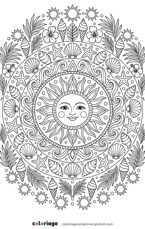 Coloriage mandala d’été