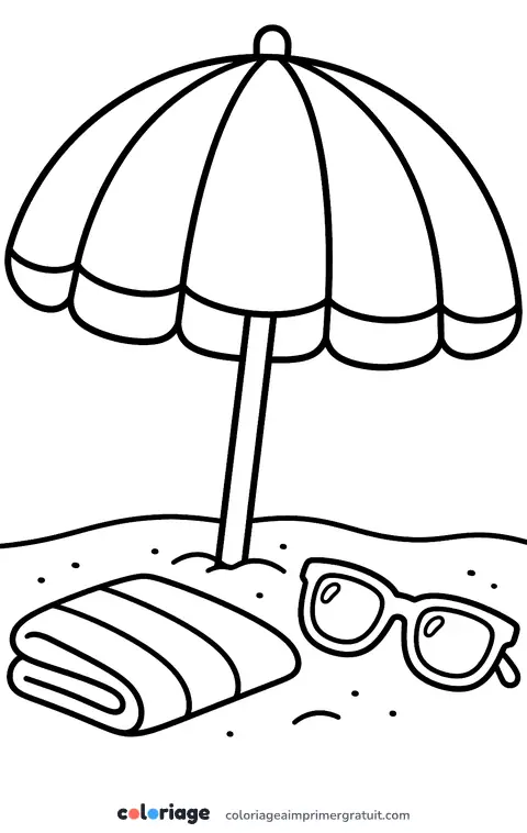 Coloriage parasol de plage