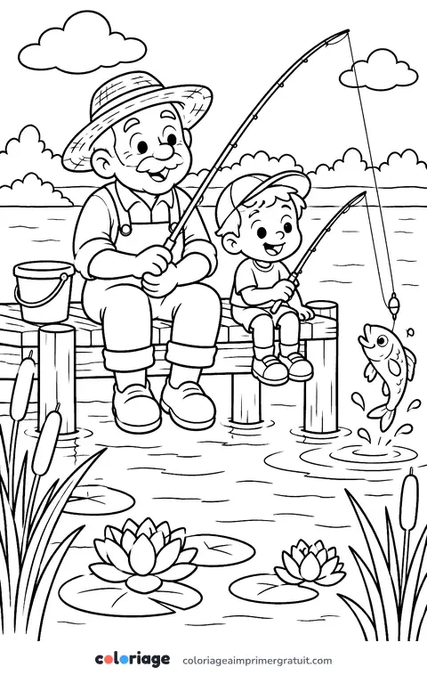 Coloriage partie de pêche