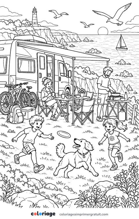 Coloriage vacances en van