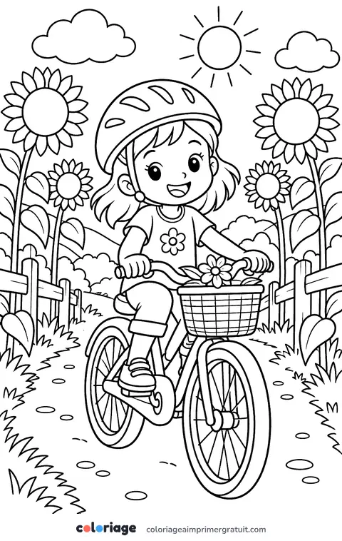 Coloriage balade à vélo