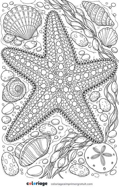 Coloriage étoile de mer réaliste