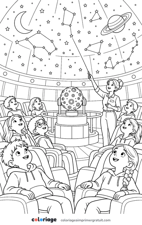 Coloriage au planétarium