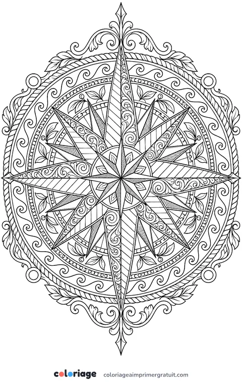Coloriage rose des vents