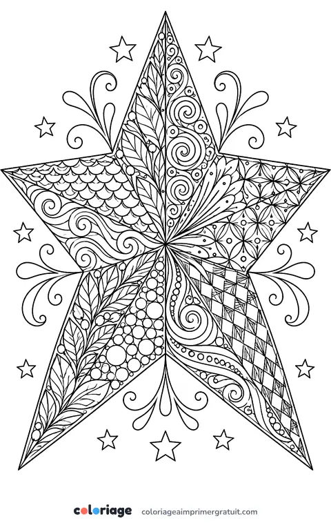 Coloriage étoile zentangle