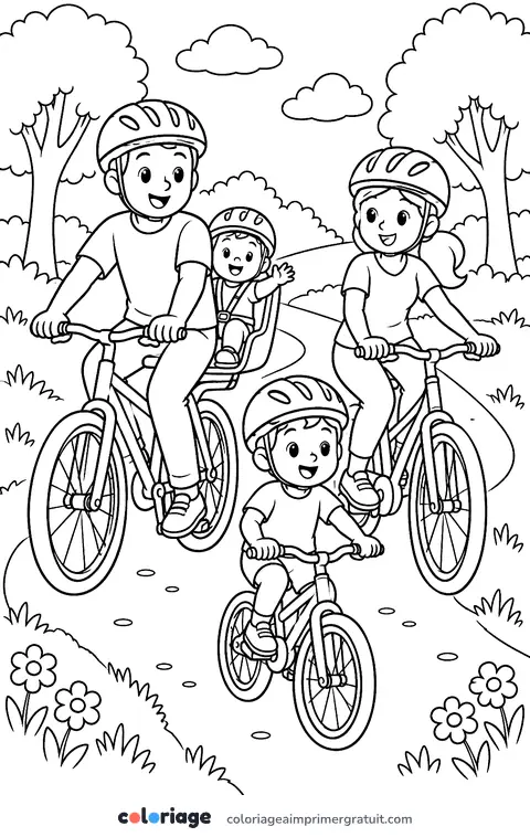 Coloriage balade à vélo
