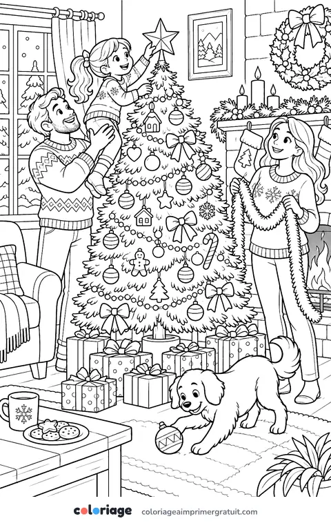 Coloriage décorer le sapin
