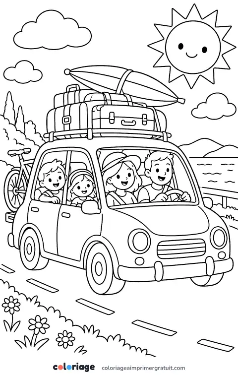 Coloriage départ en vacances