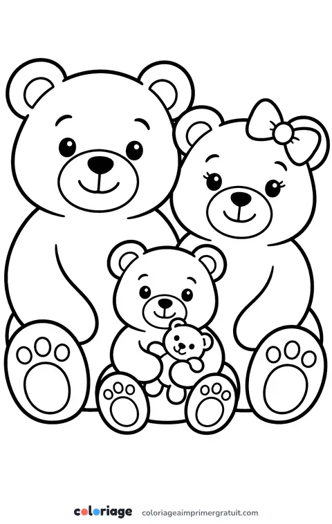 Coloriage famille ours