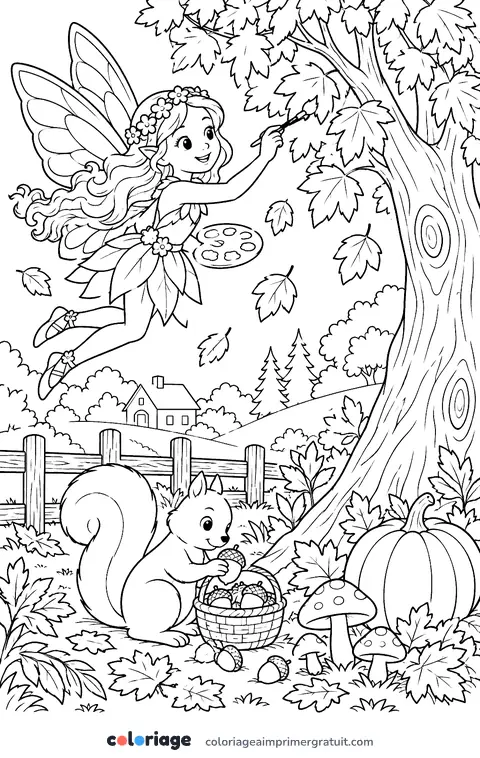 Coloriage fée de l’automne