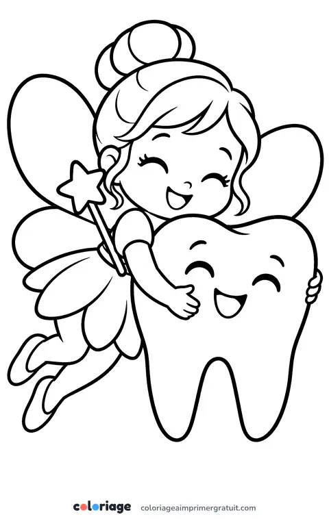 Coloriage petite fée des dents