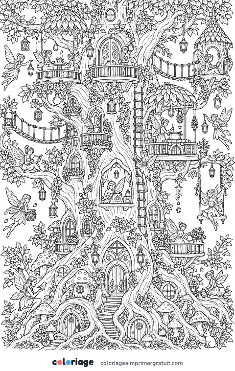 Coloriage forêt des fées