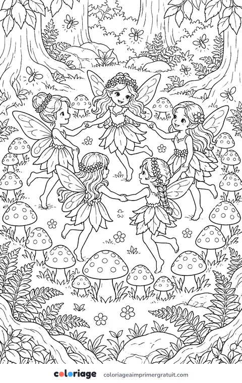 Coloriage ronde des fées