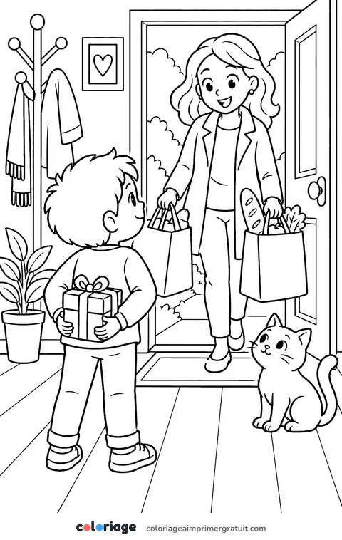 Coloriage surprise derrière le dos