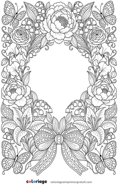 Coloriage carte fleurie à offrir