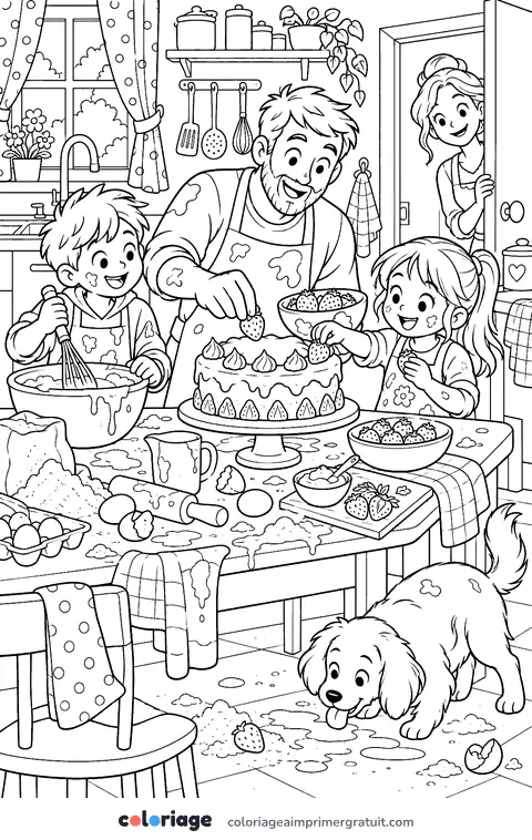 Coloriage gâteau surprise