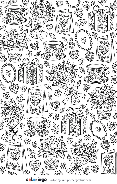 Coloriage motif de la fête des mères
